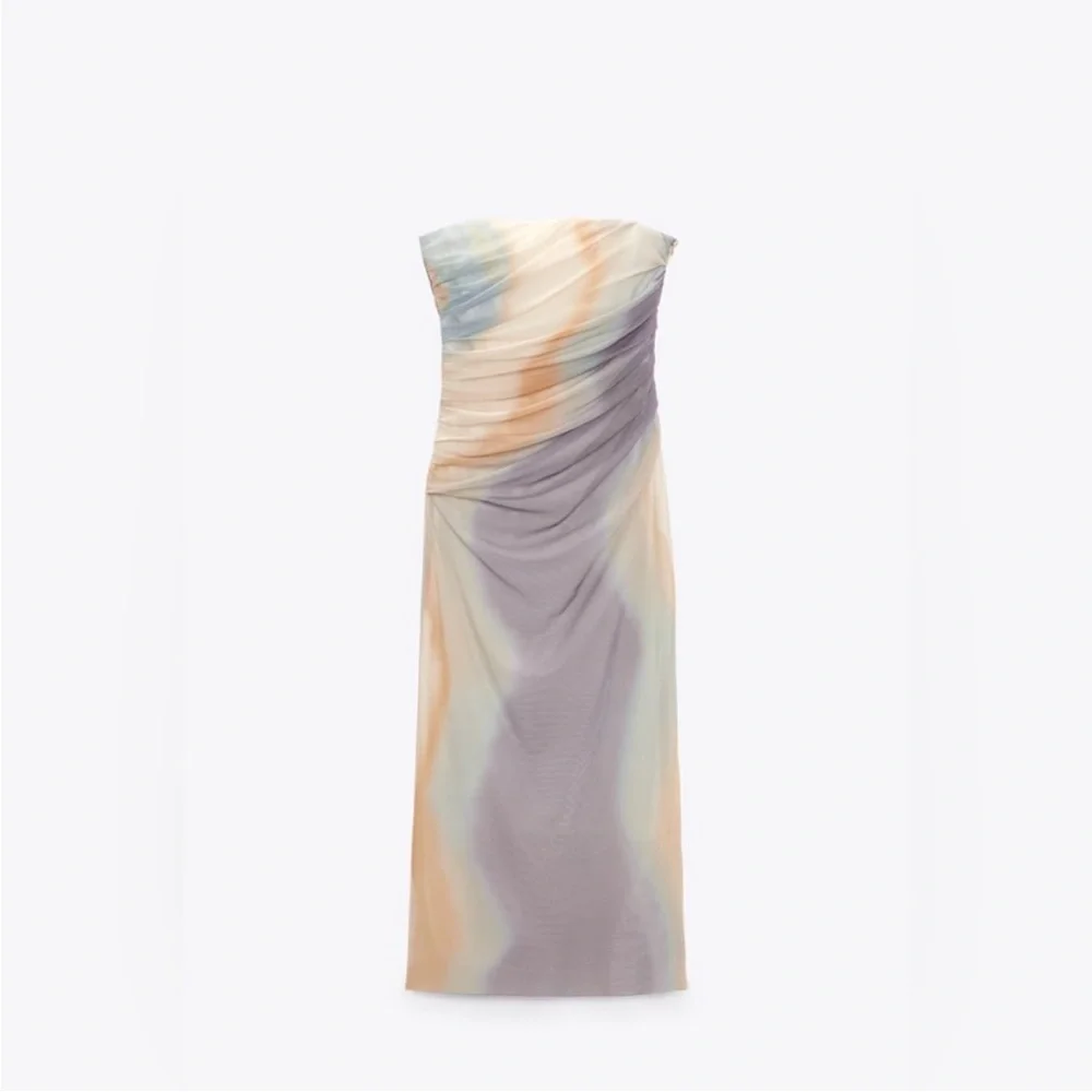 ZARA WOMAN NWT SS23 STRAPLESS PRINTED TULLE DRESS 7753/418 285/015 - Picture 7 of 9